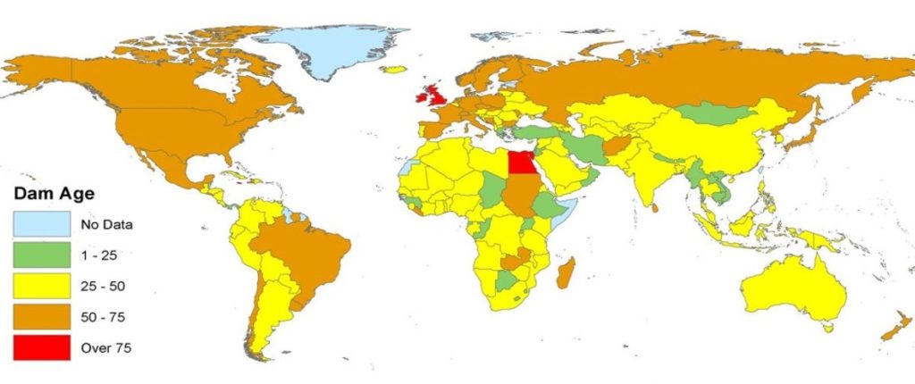 unu_INWEH_median age of dams worldwide