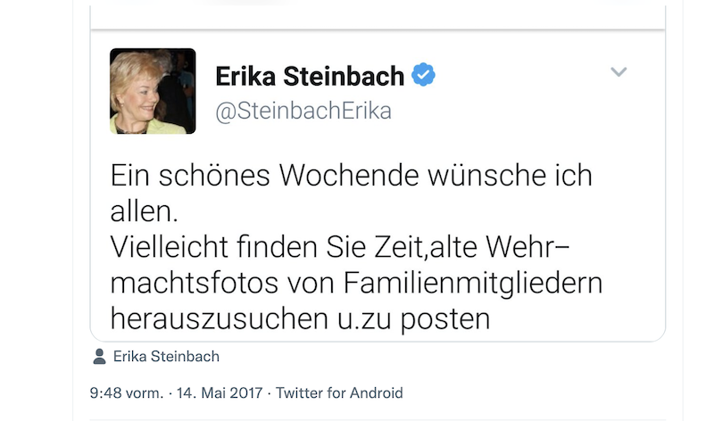 Tweet von Erika Steinbach