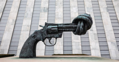 Non-Violence is a bronze sculpture in NYC