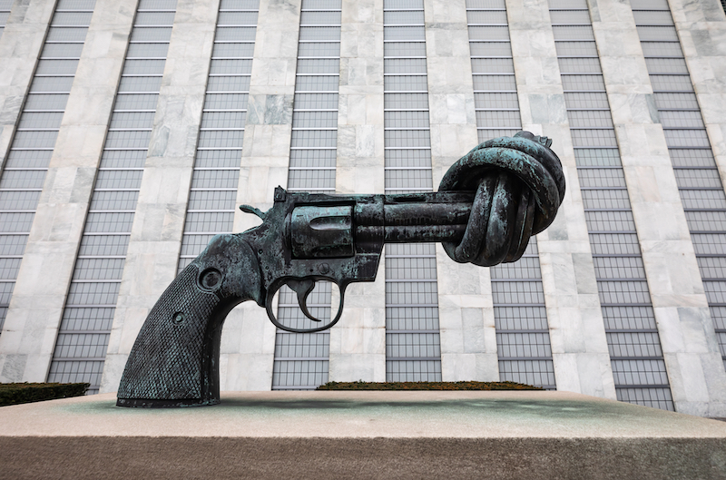 Non-Violence is a bronze sculpture in NYC