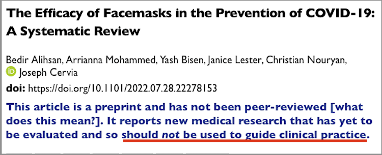 Maskenstudie not peerreviewed