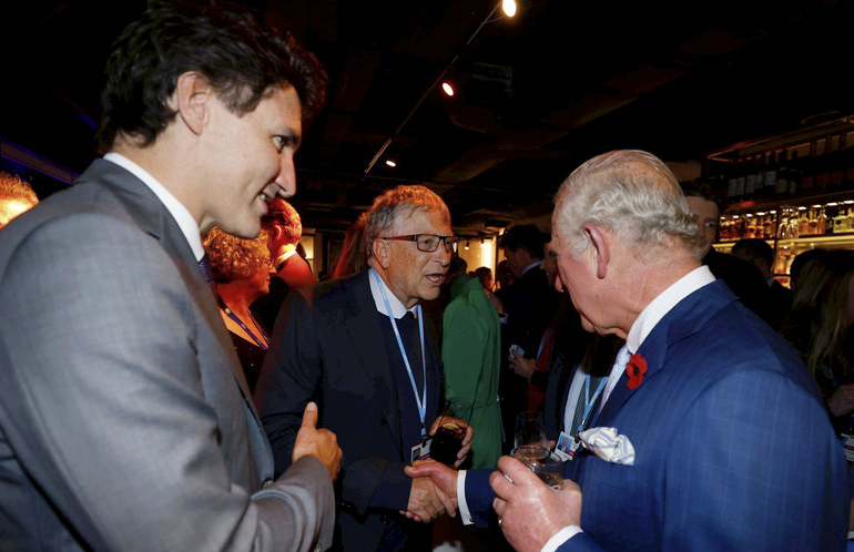 Bill Gates (Mitte), Prinz Charles (rechts) und Kanadas Premier Justin Trudeau. Phil Noble