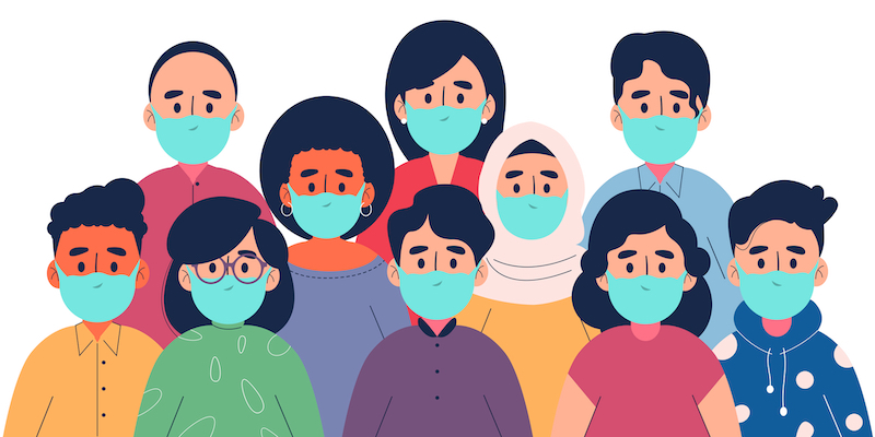 Grafik Menschen medizinische Masken