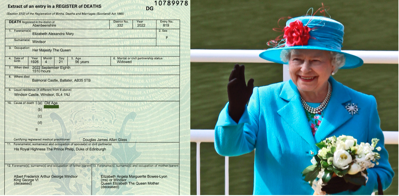 Queen and Death Certificate