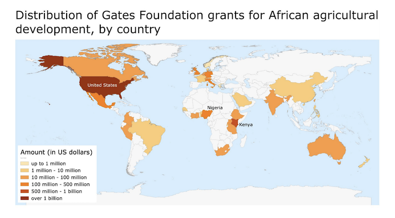 Grafik Gates Stiftung Verteilung der Gelder weltweit