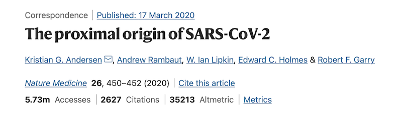 Proximal Origins of Sars-CoV-2
