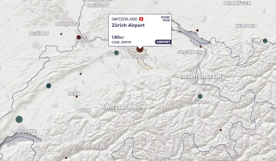 climate trace emissionen flughafen zh