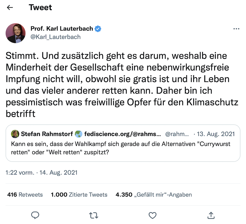 Twitter Karl Lauterbach Impfung nebenwirkungsfrei