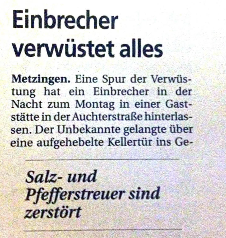 Perlen Lokaljournalismus Einbrecher