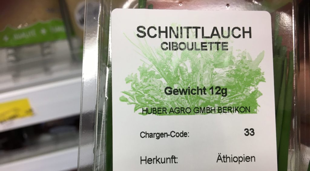 Volg Lebensmittel Herkunft Schnittlauf Äthiopien