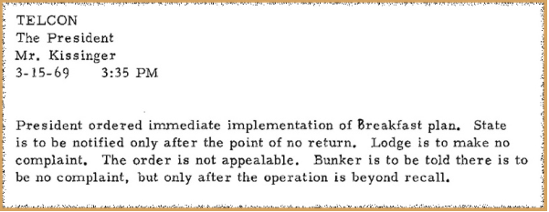 Der Präsident bewilligt den «Breakfast plan» von Kissinger