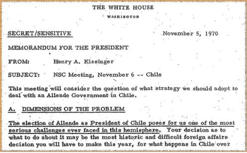 Kissingers Memorandum an den Präsidenten Allendes Wahl