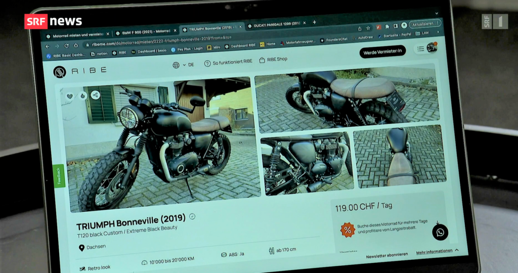 Tagesschau Werbung Töff Motorrad Miete Sharing