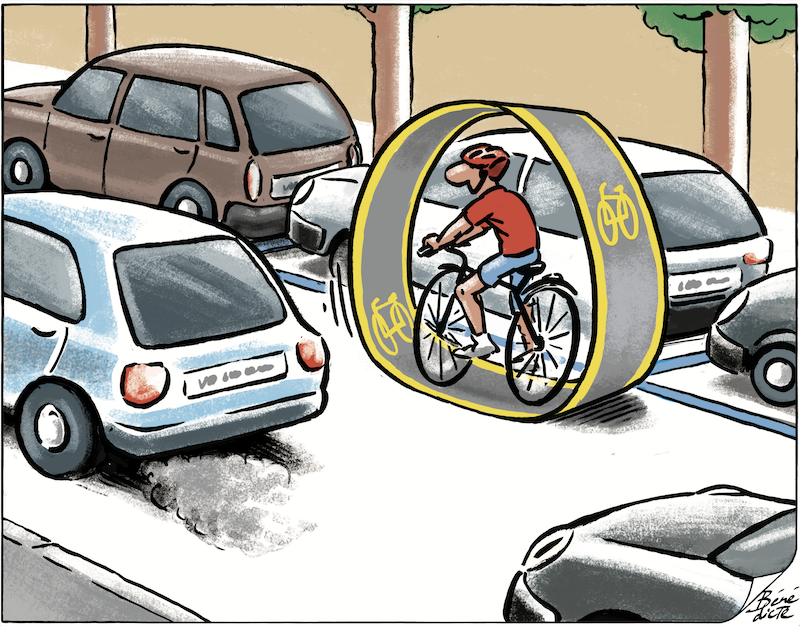 Cartoon Bénédicte mobiler Velostreifen quadratisch