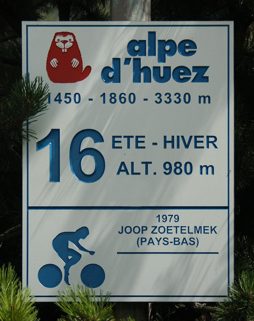 Kurvenschild Alpe d'Huez