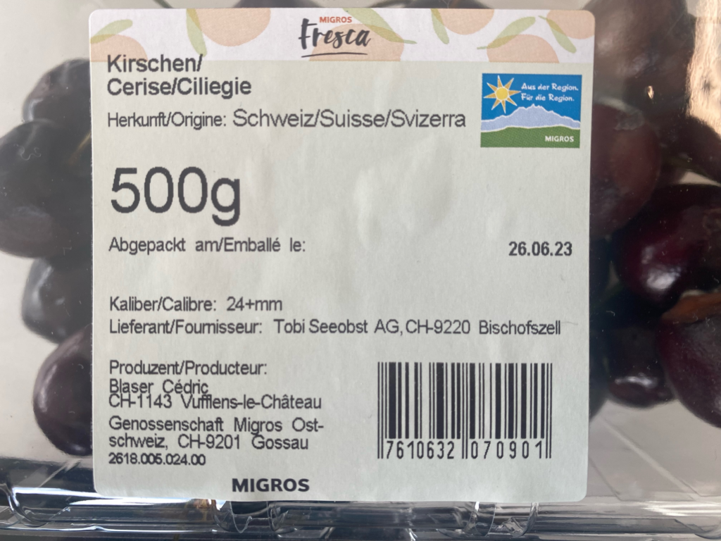 Migros Ostschweiz Winterthur Kirschen Waadt