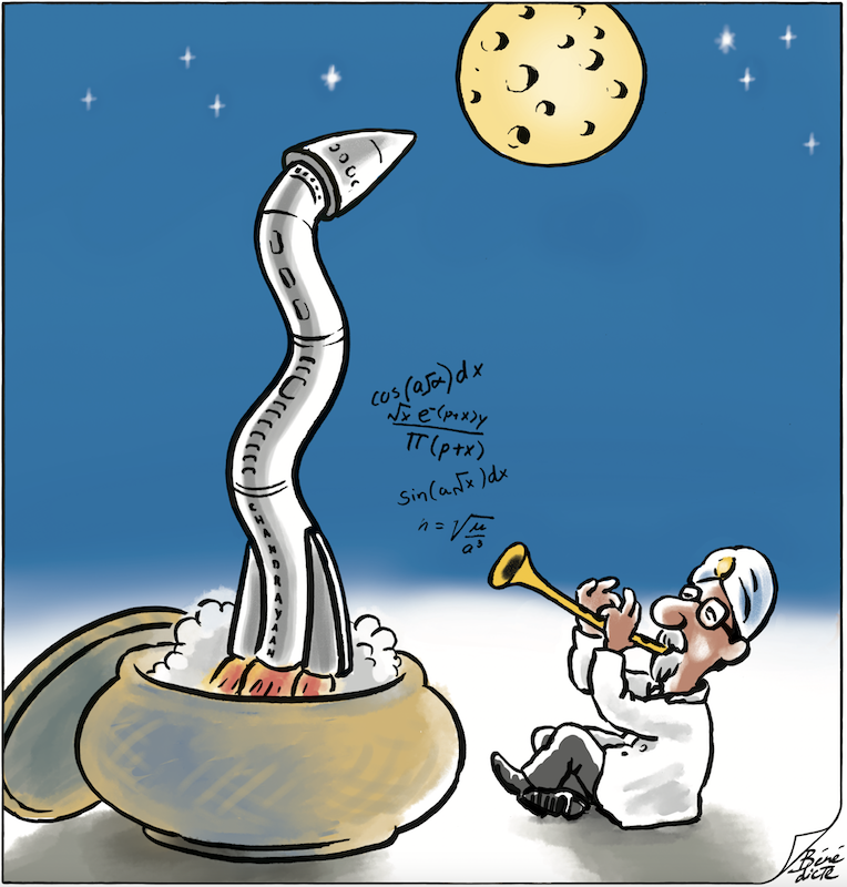 Cartoon Bénédicte Mondlandung Indien