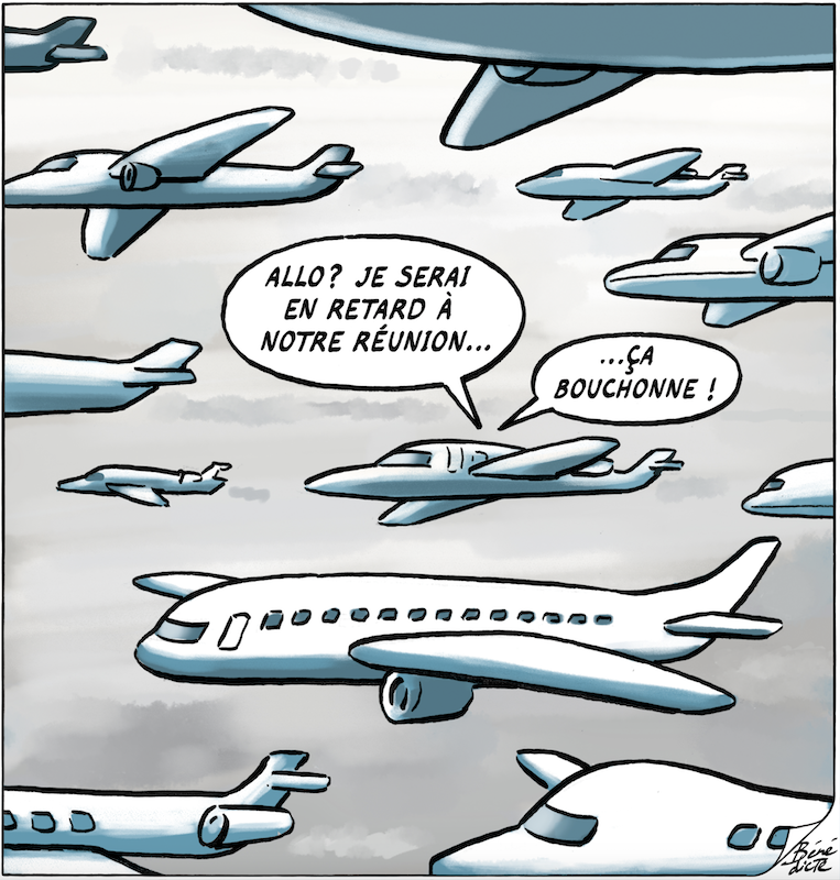 Cartoon Flugzeugstau Hochformat