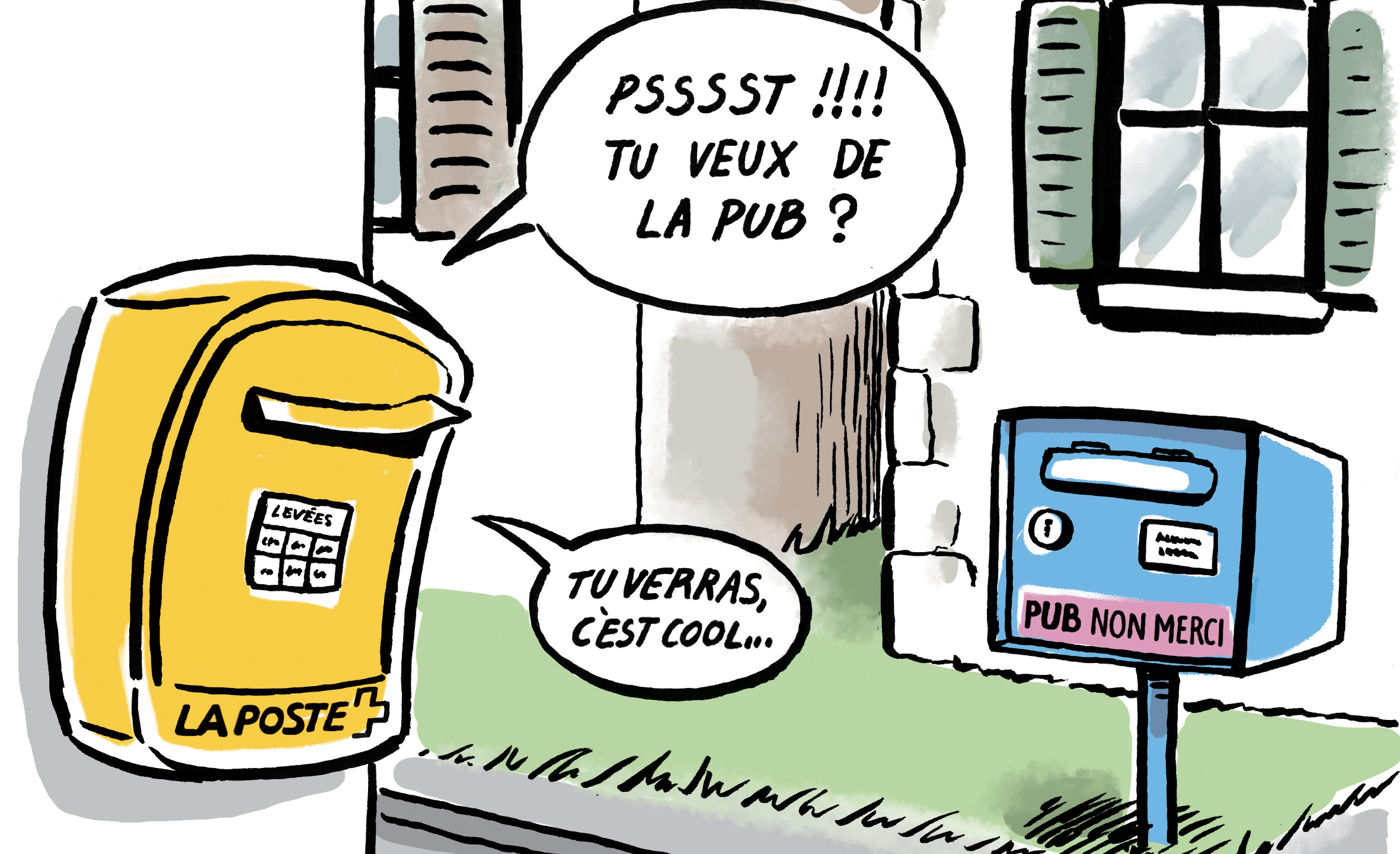Werbung Post Cartoon Bénédicte Vigousse