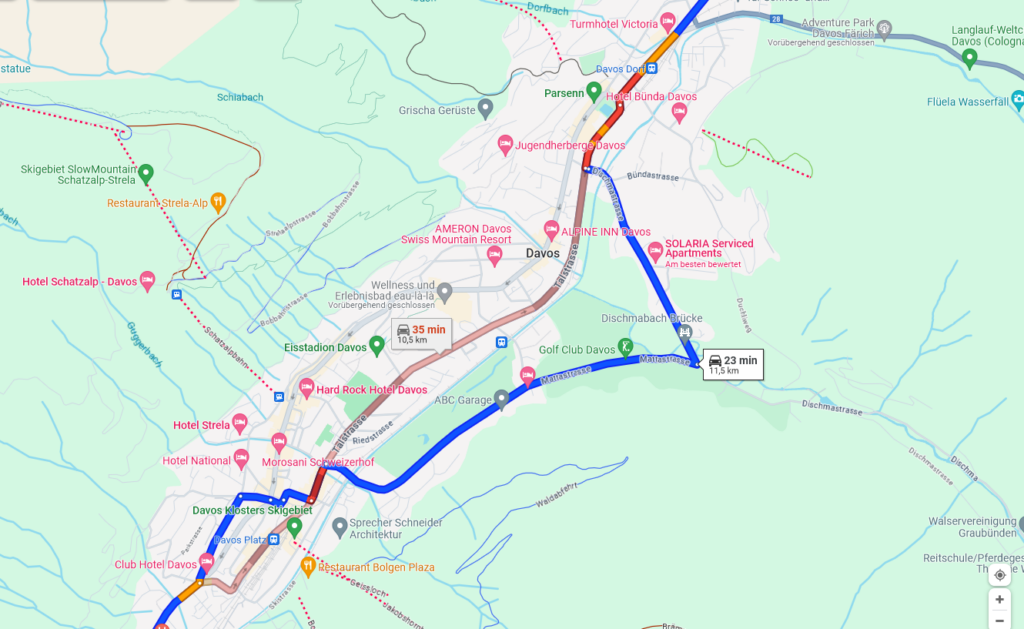 24 Navi Google Maps Davos-Frauenkirch nach Davos-Wolfgang