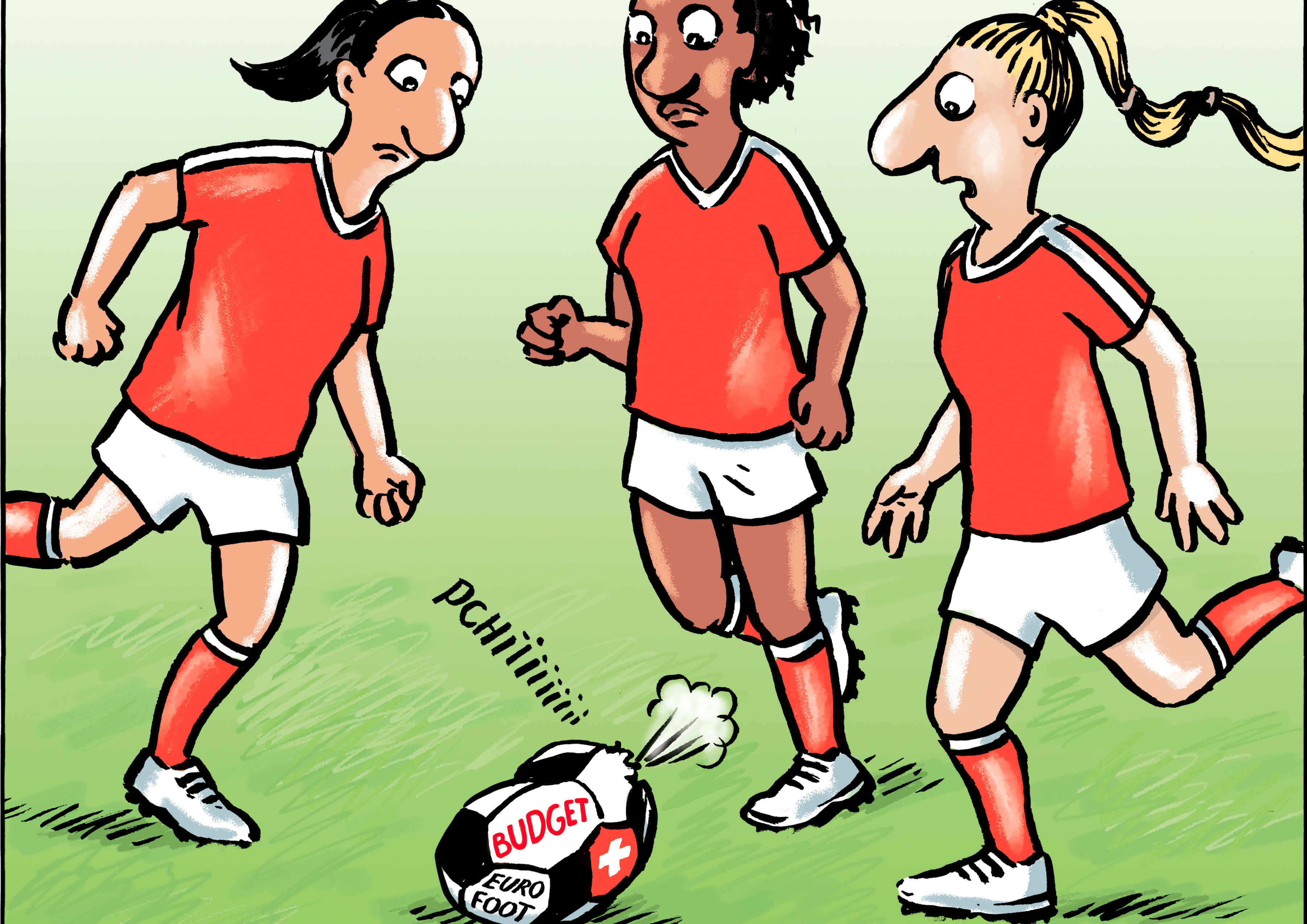 Cartoon Bénédicte in 24heures Fussball Frauen EM zugeschnitten
