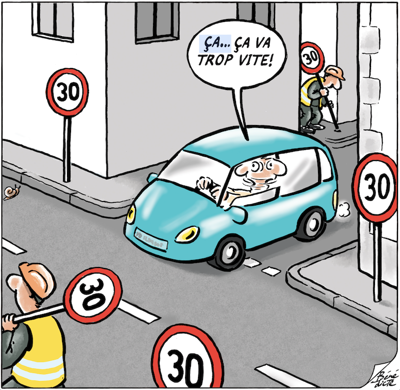 Cartoon Bénédicte Tempo 30 Zonen