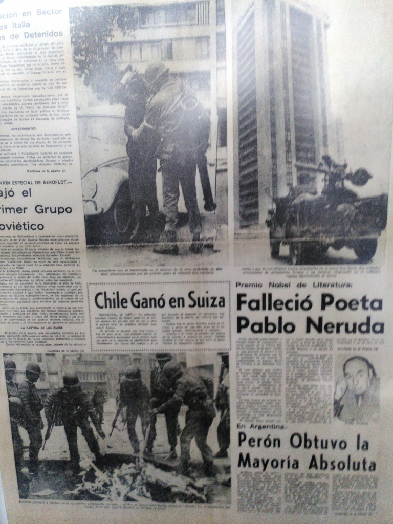 Chile Zeitungsausschnitt aus dem Jahr 1973