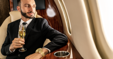 Reicher Mann im Privatflugzeug