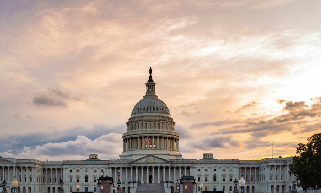 Congress in Washington DC. Capitol building. Capitol with sunset in Washington D.C. Capitol Hill street photography.