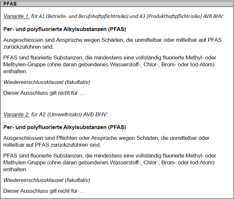 PFSA Ausschlussklausel