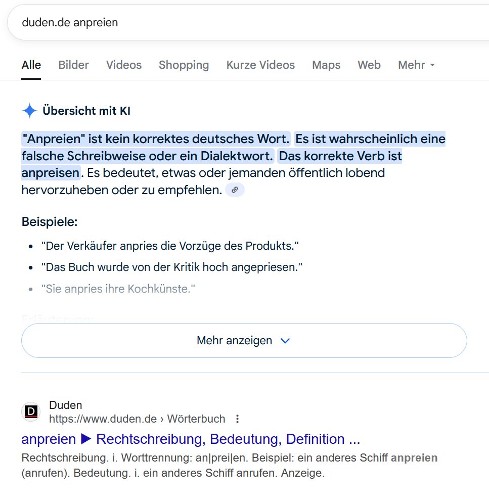 Google-KI zu "anpreien"