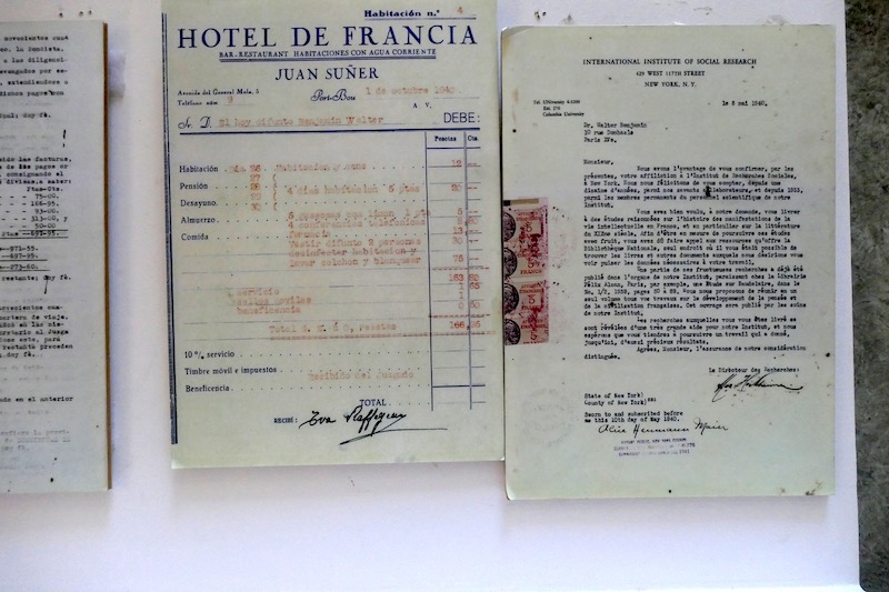 Rechnung für Walter Benjamin im Hotel Francia