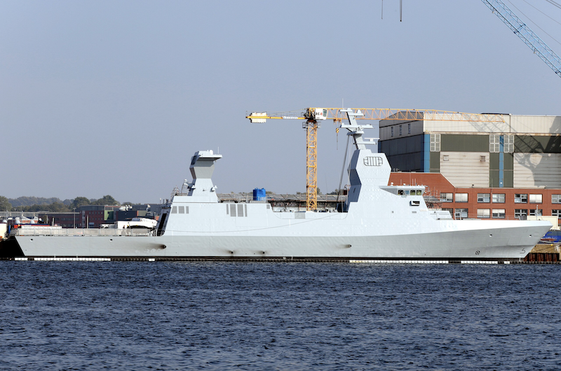 Korvette der Sa'ar-6-Klasse für Israel vor der Bauwerft in Kiel