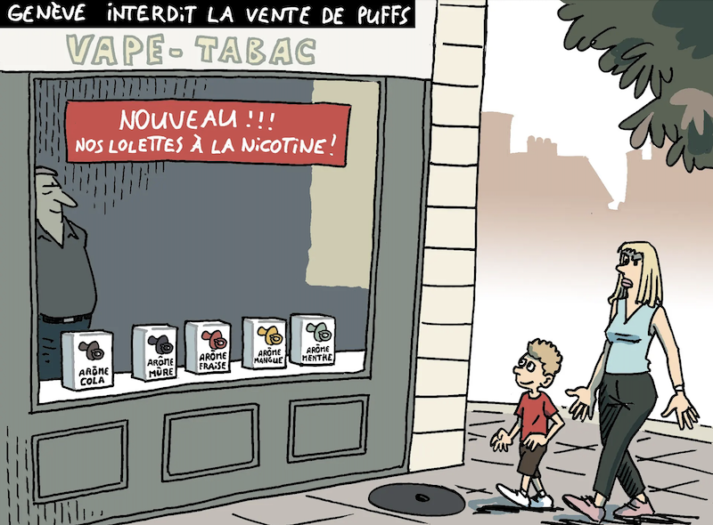 Cartoon Herrmann Einweg-E-Zigaretten-Verbot Genf