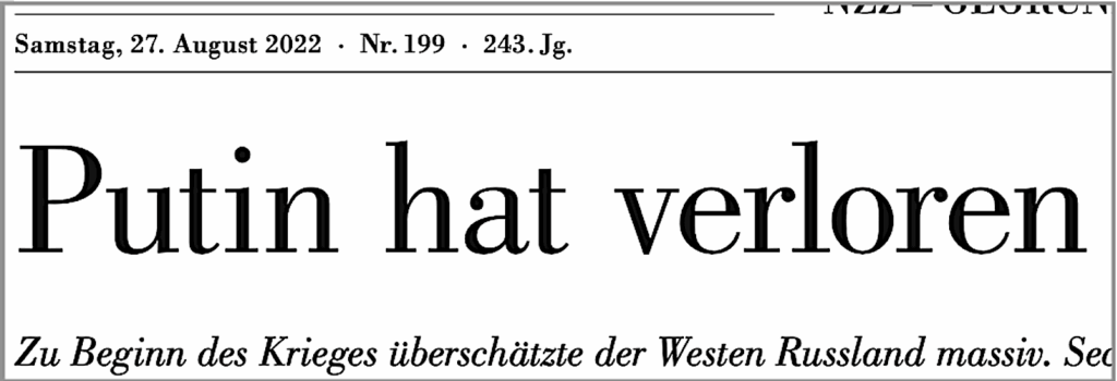 NZZ Putin hat verloren