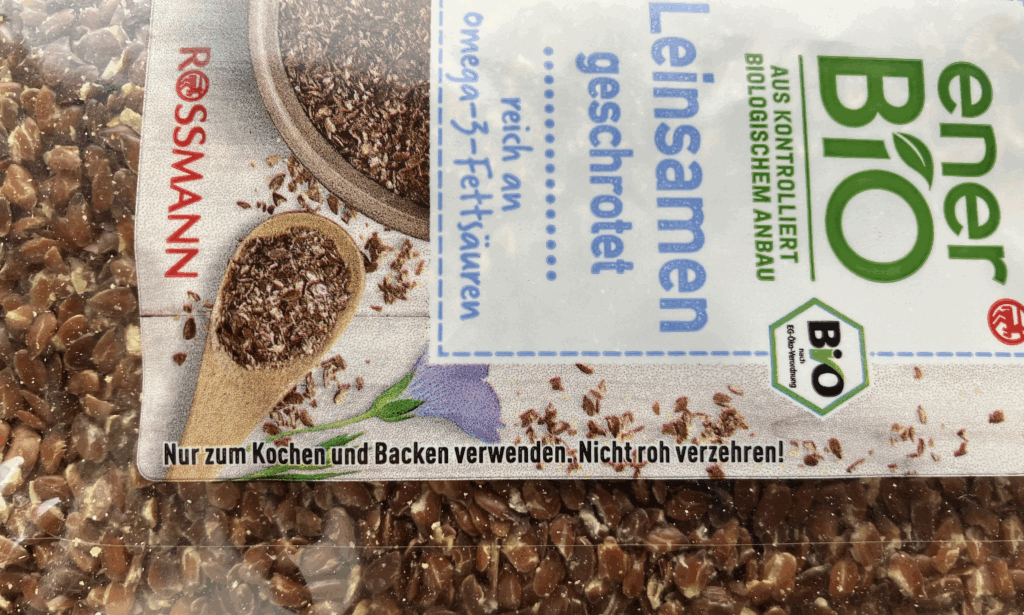 Leinsamen geschrotet Warnhinweis