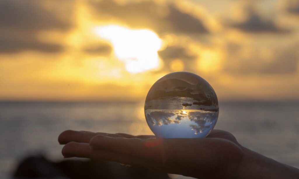 Crystal ball photography - sunset beach