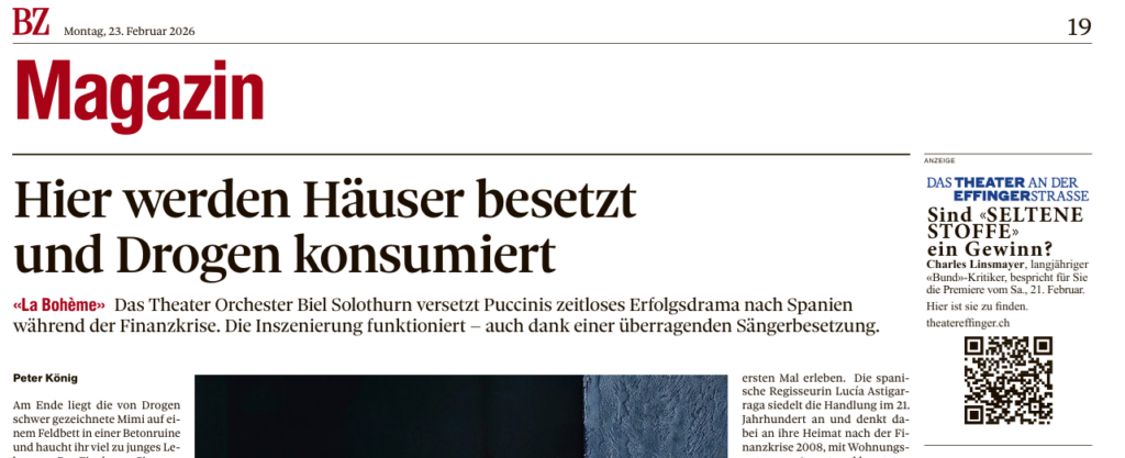 Berner Zeitung Anzeige Theater Effingerstrasse