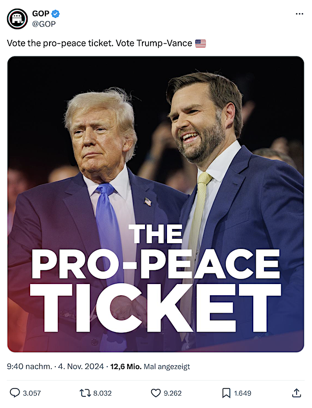 Peace Ticket Trump Vance 2024