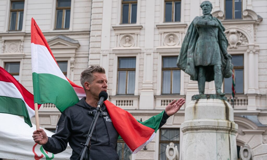 Peter Magyar leader of the Hungarian opposition and Tisza party speach