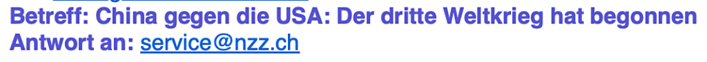 Betreff NZZ