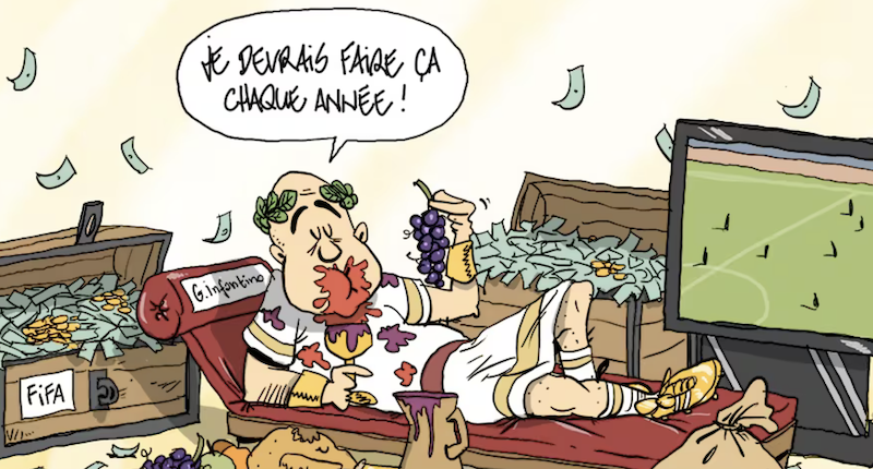 Pitch Karikatur zu G. Infantino Aufmacherbild