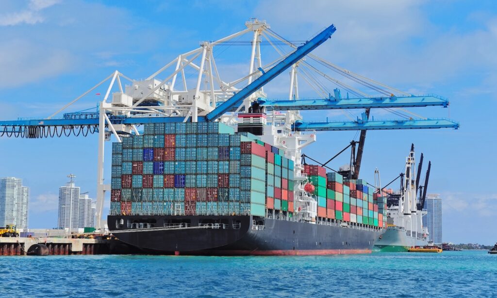 Cargo ship at Miami harbor