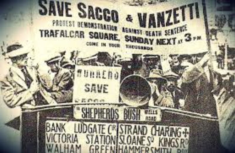 Demonstration wegen Sacco und Vanzetti